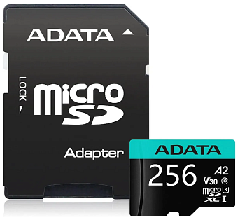 Карта памяти microSD 256Gb ADATA Premier Pro Series microSDXC Class 10 UHS-I U3 V30S (SD адаптер)