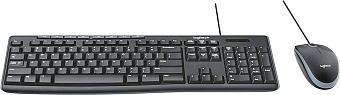 Комплект проводной (клавиатура+мышь) Logitech MK200 Media Corded Keyboard and Mouse Combo черный