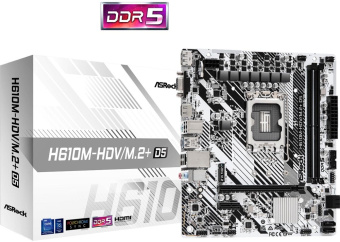 Материнская плата Socket-1700 ASRock H610M-HDV/M.2+ D5 (H610) 2*DDR5 M.2 HDMI DP VGA mATX