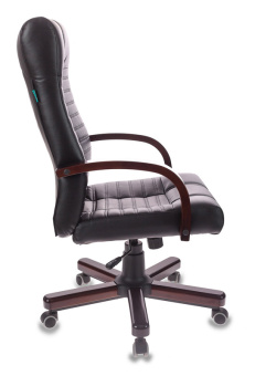 Кресло Бюрократ KB-10WALNUT (кожа, мех. качания, крест. металл/дерево, до 120 кг) Черный