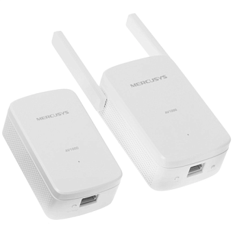 Адаптер Powerline Mercusys MP510 KIT N300 AV1000, Wi-Fi, 2.4 ГГц, 1000 Мбит/с, белый