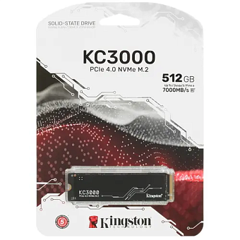 Накопитель SSD M.2 512Gb Kingston KC3000 Series (PCI-E 4.0 x4, 7000/3900 Мбайт/сек, 400 TBW)