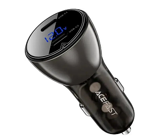 Автомобильное зарядное устройство ACEFAST B10 metal car charger 60W USB-C with digital display черный