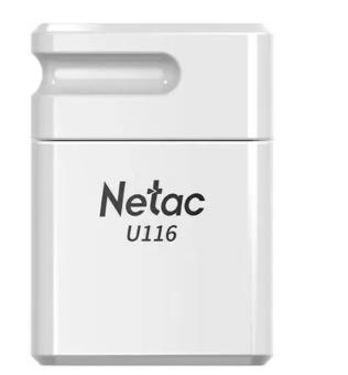 Флешка . 4Gb Netac U116 USB2.0 миниатюрная пластиковая белая