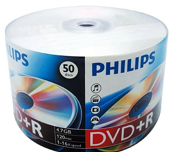 Диск DVD+R 4,7Gb Philips 16x Printable, Bulk (50шт.)