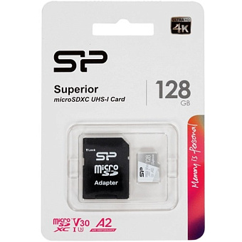 Карта памяти microSD 128Gb Silicon Power Superior Pro A2 microSDXC Class 10 UHS-I U3 Colorful  + адаптер