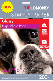 Бумага Lomond [A4] глянцевая, 200гр/м2, 50л (Simply Papers)