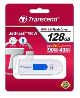 Флешка 128Gb Transcend JetFlash 790 USB3.0 белый