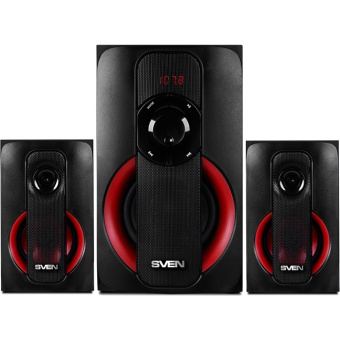 Акустическая система SVEN MS-304 (2x10W+20W, дерево, SD/USB, FM, Bluetooth, ПДУ) black