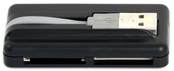 Концентратор USB-A - 3-port USB2.0 + Картридер, Smartbuy SBRH-750-K, черный