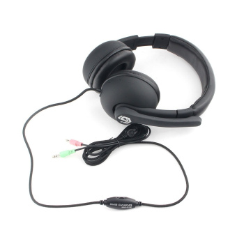 Наушники проводные Gembird MHS-G220, регулятор громкости, кабель 2.0м, soft touch, черный