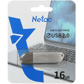 Флешка .16Gb Netac U352 USB2.0 с колпачком, металлическая