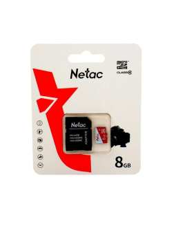 Карта памяти microSD . 8Gb Netac P500 Eco Class 10, с SD адаптером