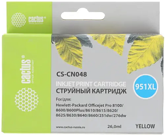 Картридж лазерный Cactus CS-CN048 (951XL) для HP 8100/8600 желтый