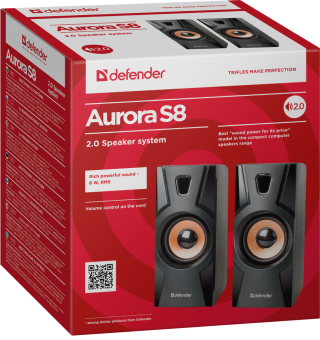 Акустическая система Defender Aurora S8 (2x4W, проводной пульт ДУ, питание от USB) черный