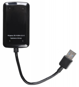 Концентратор USB-A - 4-port USB3.0, BURO BU-HUB4-U3.0-S, черный