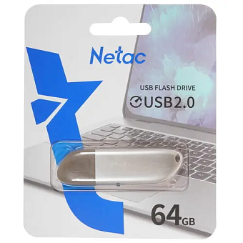 Флешка .64Gb Netac U352 USB2.0 с колпачком, металлическая