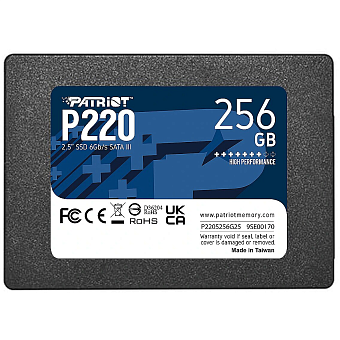 Накопитель SSD SATA .256Gb Patriot P220 (TLC, 550/490 Мбайт/сек, 120 TBW)