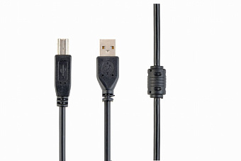 Кабель USB2.0 Am < - > Bm  3.0м, Cablexpert, экран, феррит.кольцо, черный