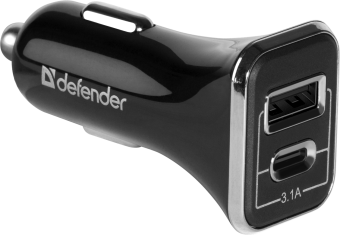 Автомобильное зарядное устройство Defender UCC-33 USB+Type-C, 5V/3А, кабель