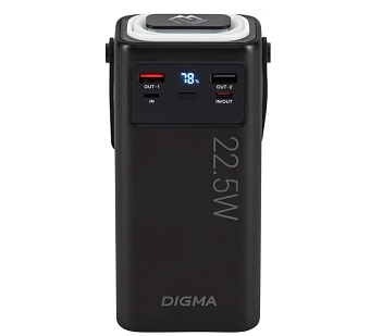 Внешний аккумулятор 30000 mAh_ Digma DGPF30B QC3.0/PD3.0 22.5W 3A 4xUSB-A/2xUSB-C черный
