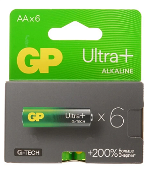 Элемент питания AA, 1.5V,  6шт, GP Ultra Plus Alkaline G-Tech