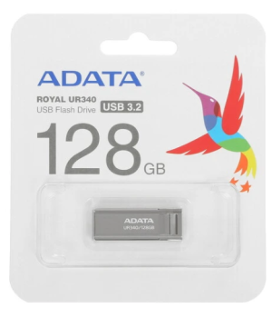 Флешка 128Gb ADATA UR340, USB 3.2 Gen1, цельная металлическая конструкция, черный