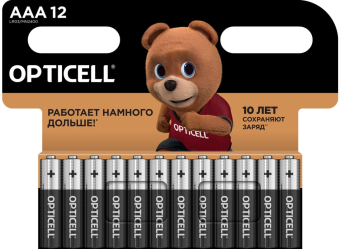 Элемент питания AAA, 1.5V, 12шт, OPTICELL BASIC