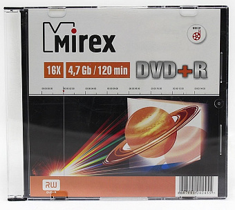 Диск DVD+R 4,7Gb Mirex 16x Slim Case