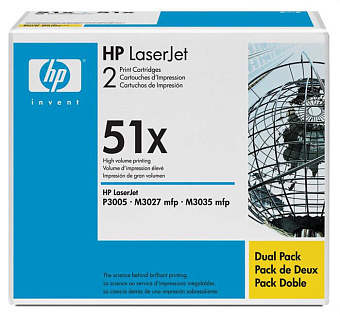 Картридж лазерный HP 51X (Q7551XD) для HP P3005/M3027mfp/M3035mfp, 2 шт. в упаковке