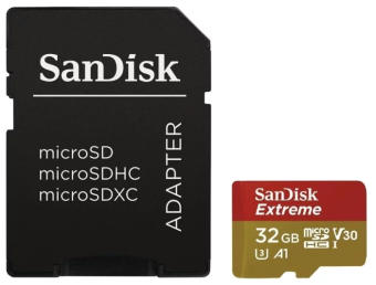 Карта памяти microSD 32Gb SanDisk Extreme microSDHC CLASS 10 UHS-I + адаптер SD V30 U3