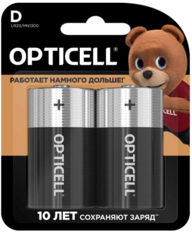 Элемент питания LR20 (D), 2шт, OPTICELL BASIC