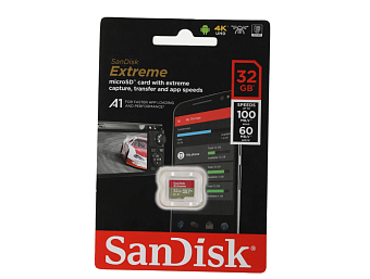 Карта памяти microSD 32Gb SanDisk Extreme Sandisk Extreme UHS-I U3 V30 A1 (100/60 MB/s) без адаптера