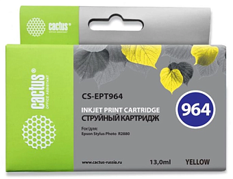 Картридж струйный CACTUS CS-EPT964, для Epson, желтый