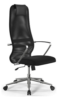 Кресло МЕТТА ErgoLife Sit 8 B1-8K - Mesh(X1)+UMF(X1) (сетка/ткань, зеркальный хром) Черный