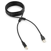 Кабель USB2.0 Am < - > Bm  3.0м, Cablexpert, экран, 2 феррит.кольца, черный