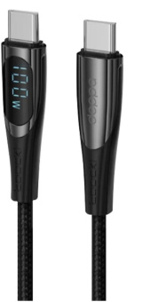 Кабель USB-C < - > USB-C, 1.5м, Deppa 100W, черный
