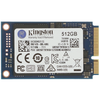 Накопитель SSD mSATA .512Gb Kingston KC600 SKC600MS/512G (3D TLC, 550/520 Мбайт/сек)