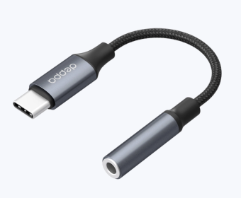 Переходник–адаптер Deppa (72409) Type-C (M) - 3.5 mm jack (F), металл, графит