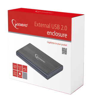 Внешний контейнер USB2.0 -> SATA 2.5", Gembird EE2-U2S-5 алюминий, чёрный