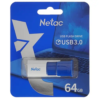 Флешка .64Gb Netac U182 USB3.0 выдвижной, синий