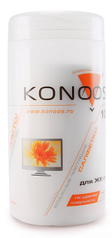 Салфетки KONOOS KBF-100 - Влажные чистящие салфетки для ЖК-экранов и монитров в пластиковой тубе (100шт)