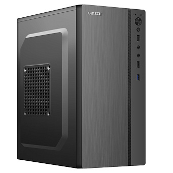 Корпус Ginzzu B200, 2xUSB2.0, 1xUSB 3.0, без вентиляторов, без БП, mATX, чёрный