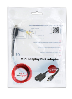 Кабель-переходник miniDP (m) < - > DP (f), 0.10м, Cablexpert, Black