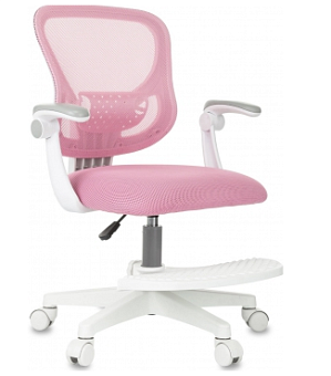 Кресло Бюрократ BUROKIDS 3 (ткань/сетка, эргономичная спинка, подножка, до 120 кг) Бело-розовый