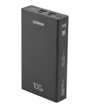 Внешний аккумулятор 20000 mAh_ Digma DGPD20A100ABK 100W черный