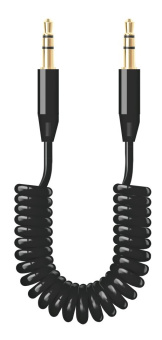 Кабель аудио-видео 3.5Jack (m) < - > 3.5Jack (m)  1.2м, Deppa, спиральный, чёрный