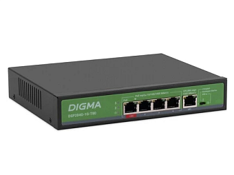 Коммутатор 5 port Digma DSP204G-1G-T80 1000 Мбит/сек 4*PoE
