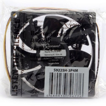 Вентилятор для корпуса 92mm Gembird S9225H-3P4M (3 pin/4pin Molex, провод 30cm)