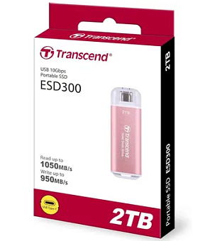 Внешний накопитель SSD 2Tb Transcend ESD300 USB3.2 Type C розовый